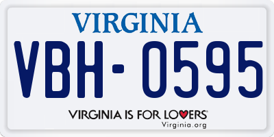 VA license plate VBH0595