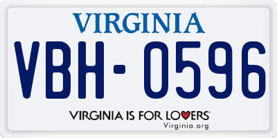 VA license plate VBH0596