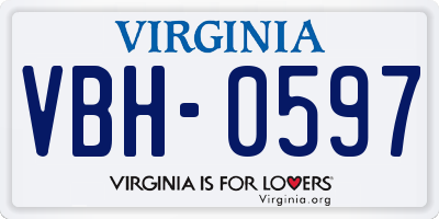 VA license plate VBH0597