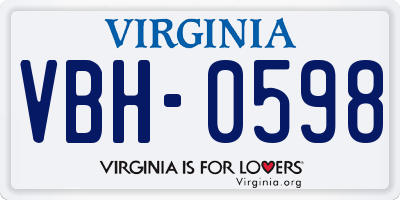 VA license plate VBH0598
