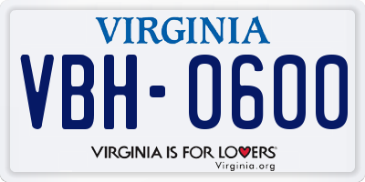 VA license plate VBH0600