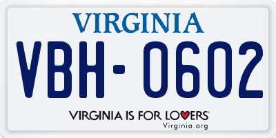 VA license plate VBH0602