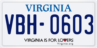 VA license plate VBH0603