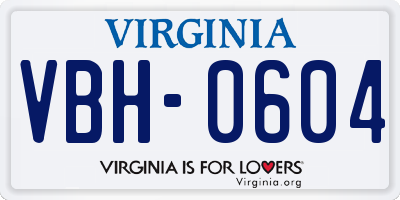 VA license plate VBH0604