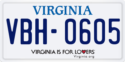 VA license plate VBH0605
