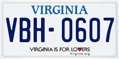 VA license plate VBH0607