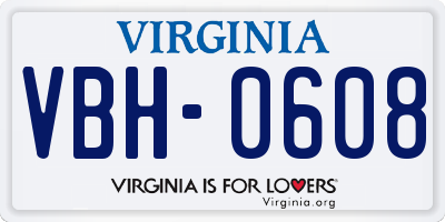 VA license plate VBH0608