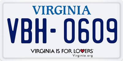 VA license plate VBH0609