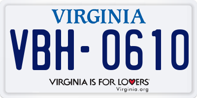 VA license plate VBH0610