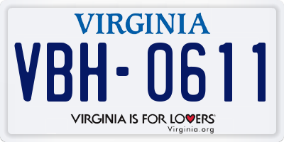VA license plate VBH0611