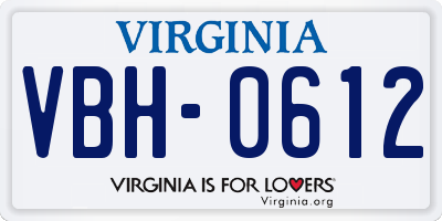 VA license plate VBH0612