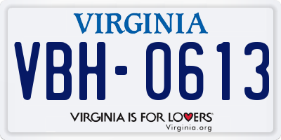 VA license plate VBH0613