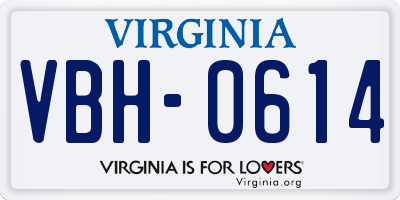 VA license plate VBH0614