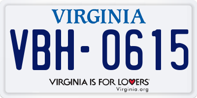 VA license plate VBH0615