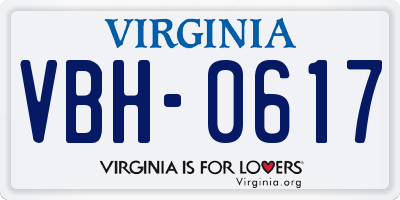 VA license plate VBH0617
