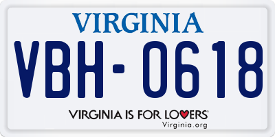 VA license plate VBH0618
