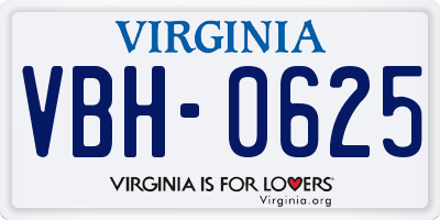 VA license plate VBH0625