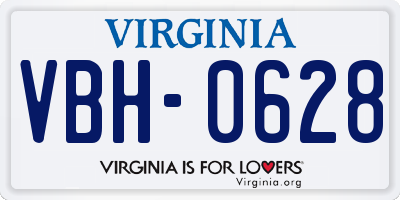 VA license plate VBH0628