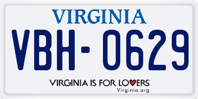 VA license plate VBH0629