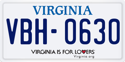 VA license plate VBH0630