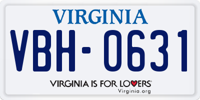 VA license plate VBH0631