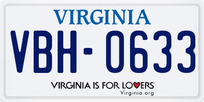 VA license plate VBH0633