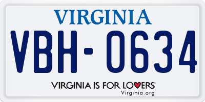 VA license plate VBH0634