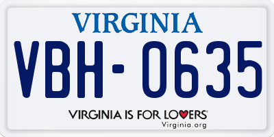 VA license plate VBH0635