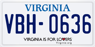 VA license plate VBH0636