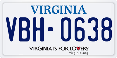 VA license plate VBH0638