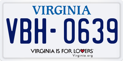 VA license plate VBH0639