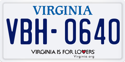 VA license plate VBH0640
