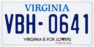 VA license plate VBH0641