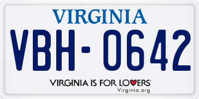 VA license plate VBH0642