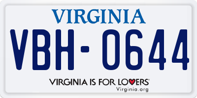 VA license plate VBH0644