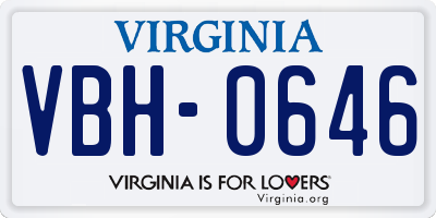 VA license plate VBH0646