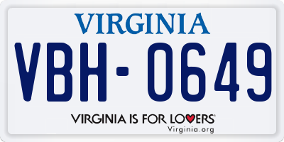 VA license plate VBH0649