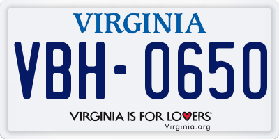 VA license plate VBH0650