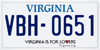 VA license plate VBH0651