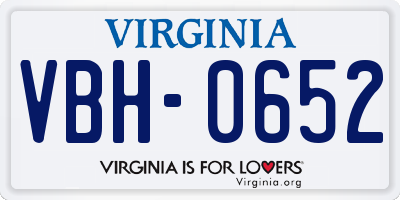 VA license plate VBH0652