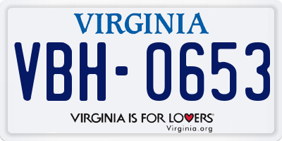 VA license plate VBH0653