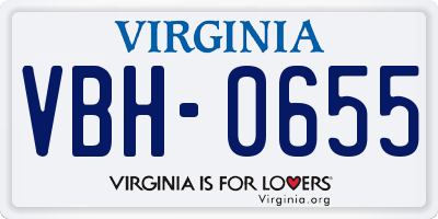 VA license plate VBH0655