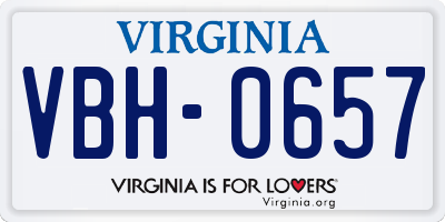 VA license plate VBH0657
