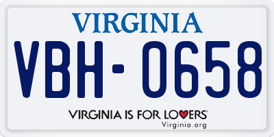 VA license plate VBH0658