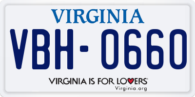 VA license plate VBH0660