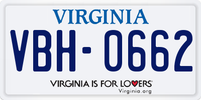 VA license plate VBH0662