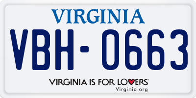 VA license plate VBH0663