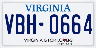 VA license plate VBH0664