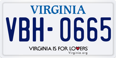 VA license plate VBH0665