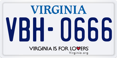 VA license plate VBH0666